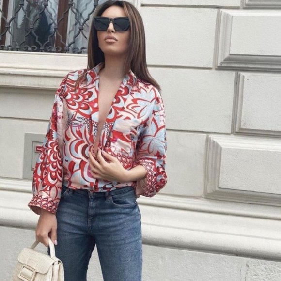 Zara 2 Pieces Printed Shirt and Scarf - Picture 15 of 16